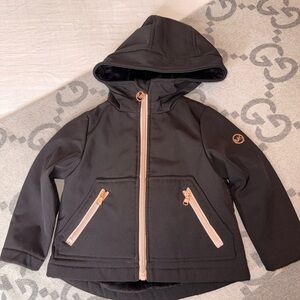 Michael Kors Kids Black Jacket with Rose Gold Zippers, Size 2T
